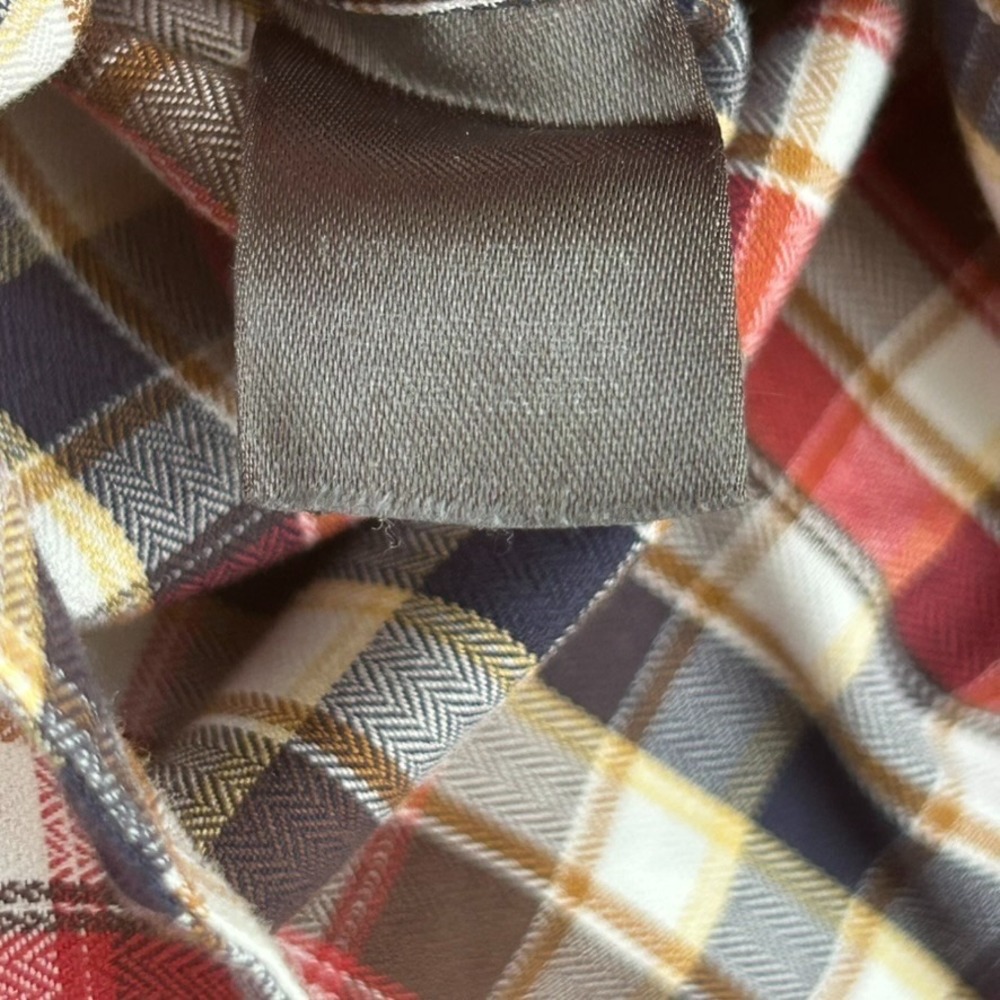 Johnston & Murphy Men's Shirt Large Tailored Fit Long Sleeve Button Red Plaid - Picture 15 of 16